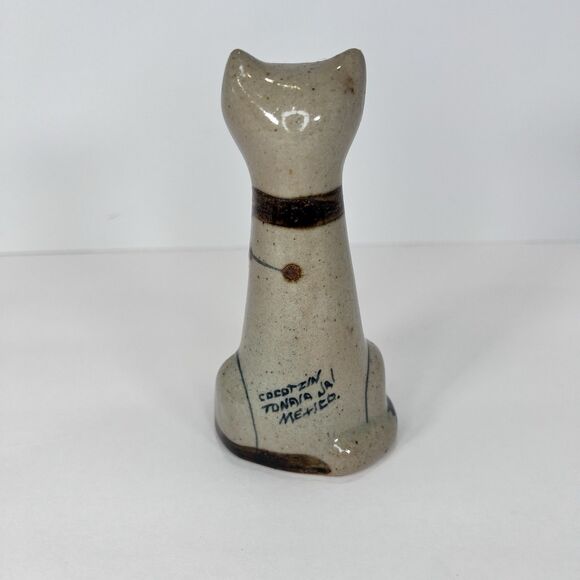 Tonala Jai Handmade Hand Painted Stoneware Cat Figurine Signed - Picture 2 of 10